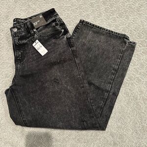 NWT Express Black Denim 90’s Ankle Boot Mod Rise Sz 6